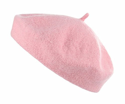 Kids Girls French Beret Hat Artist Hat Solid Warm Beanie Cap Winter Autumn - color: Pink