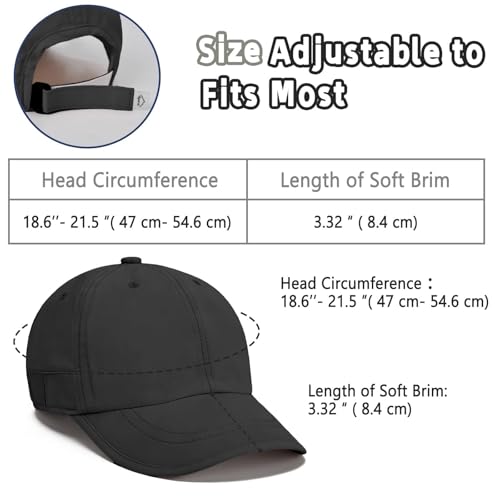 ZOORON Soft Brim Baseball Cap Low Profile Unstructured Dad Hat, Adjustable Washer Friendly Sport Hats for Golf Running - color: 1pack-black