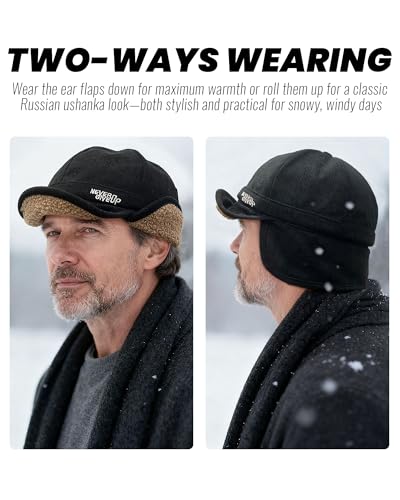 CLAPE Russian Trapper Ushanka Hat Eskimo Warm Pilot Cap Hats Earflaps Baseball Cap Visor Dad Hat for Outdoor Skiing - color: Dj05-blue