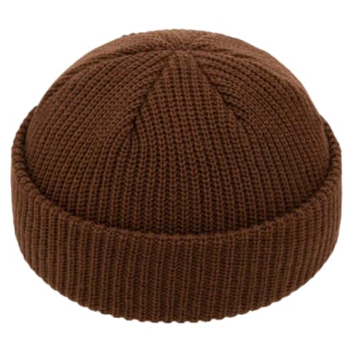 JILANI HANDICRAFT Trawler Beanie Winter Fisherman Beanie for Men Knit Cuff Unisex Skullcap - color: Brown