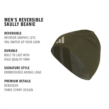 adidas Men's Reversible Skully Beanie - color: Maroon/Maroon-grey Three/Dark Blue