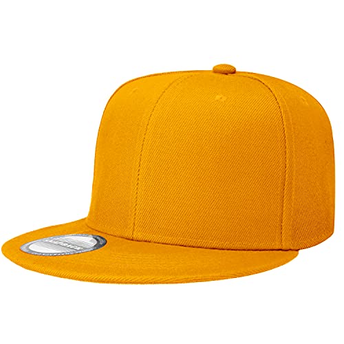 Classic Snapback Hat Cap Hip Hop Style Flat Bill Blank Solid Color Adjustable Size - color: 1pc Gold
