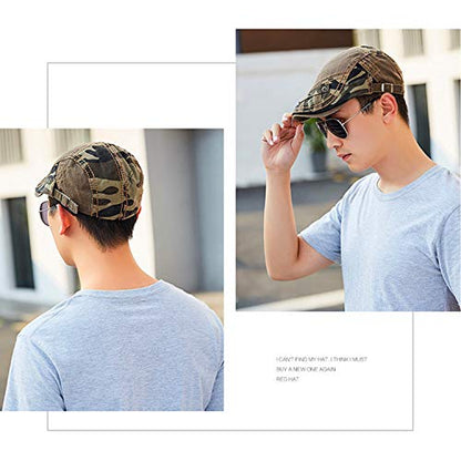 M MOACC Men Beret Hat Cotton Adjustable Newsboy Hats Cabbie Gatsby Cap Driving Flat Caps - color: Hat-t2-camo Army