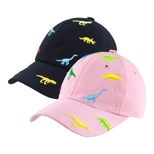 BAVST Boy Baseball Cap for Baby Toddler Girls Summer Cap Sun Protection Dinosaur Kids Trucker Hats for 1-3Years Old - color: Z-black+pink