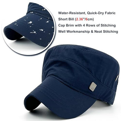 Loneshark Water Resistant Military Hat Quick Dry Cadet Cap Army Flat Top - color: Square-logo-navy