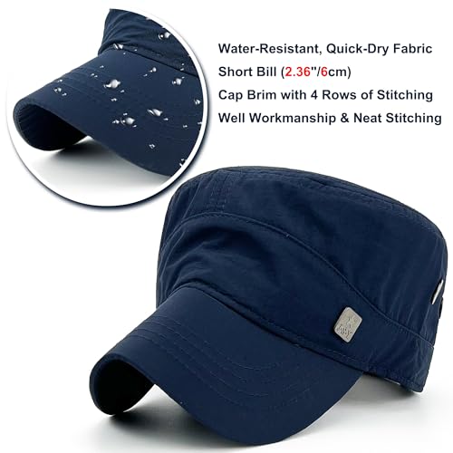 Loneshark Water Resistant Military Hat Quick Dry Cadet Cap Army Flat Top - color: Square-logo-navy