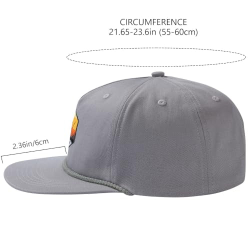 BASSDASH Embroidered Soft Top Flat Brim Duck Hat Snapback Cap for Hunting, Fishing, and Outdoor Activities - color: Grey/Sunset Fishing
