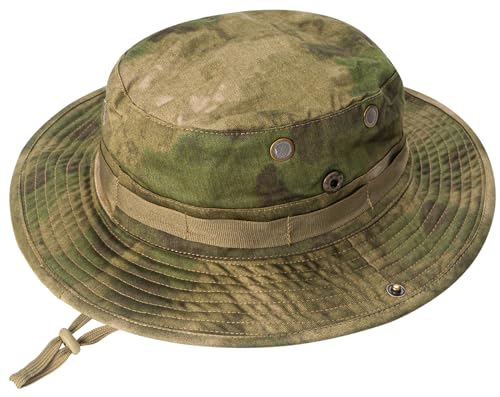 Rosoz Sun Hats for Men Women Bucket Hat UPF Protection Wide Brim Boonie Hat - color: 1pack-green Ruin
