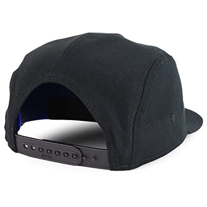 Armycrew 5 Panel Structured Firm Front Camper Snapback Cap - color: Black