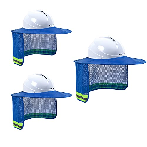 Hard Hat Sun Shade, High Vis Sun Visor Shade, Full Brim, Blue, 3PCS - color: 3 Packs Blue