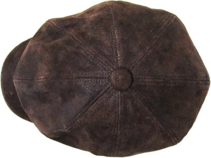 KBETHOS Leather Ascot Made in USA Ivy Collection Classic Newsboy Caps - color: (B) Leather - Dark Brown, size: Small-Medium