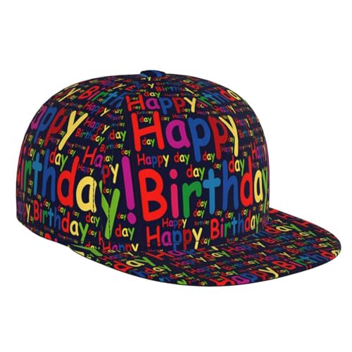 Happy Birthday Snapback Hat for Men and Women, Flat-Brimmed Hat, Adjustable Hip Hop Baseball Cap for Birthday Party - color: Birthday 3