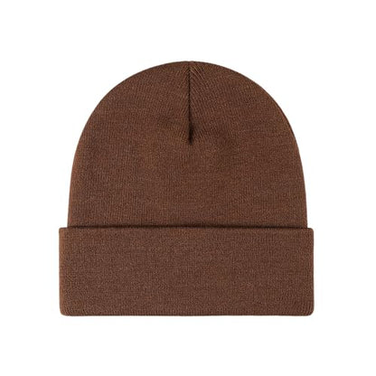 Winter Beanie Men Women Heavyweight Stretch Knit Cuffed Hat - color: Coffee,plain