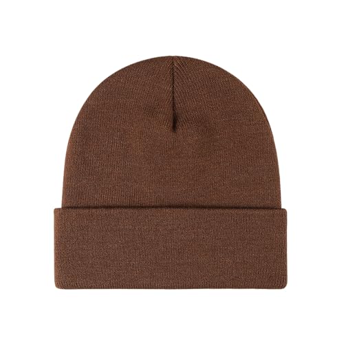 Winter Beanie Men Women Heavyweight Stretch Knit Cuffed Hat - color: Coffee,plain