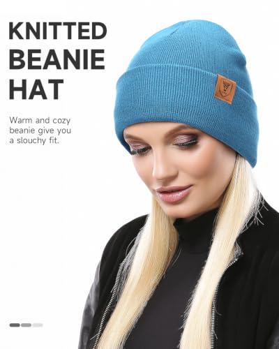 OZERO Mens Winter Hat, Fleece Lined Cuffed Beanie for Men and Women - color: Light Blue