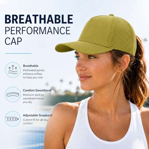 5 Panel Baseball Cap Quick Dry Mesh Snapback Hat for Women Men - color: Mustardgreen