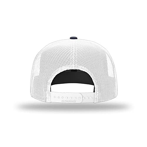 Richardson 511 Wool Blend Flatbill Trucker Snapback Adjustable Cap - color: Navy/White
