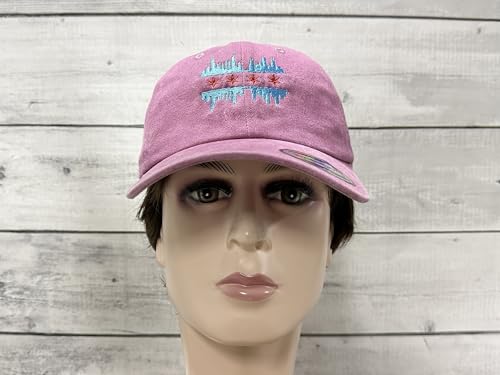 America State City Flag Hats - color: Chicago Illinois Skyline Flag (Washed Pink)