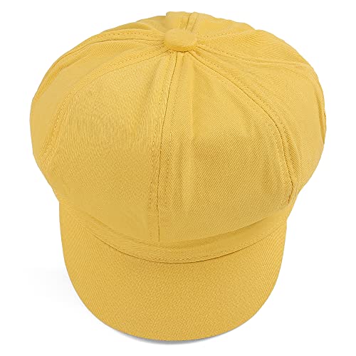 Newsboy Cabbie Baker boy hat Beret Cap for Women Pageboy Visor Paperboy Hat Sailor Fiddler Hat Adjustable - color: Yellow 1