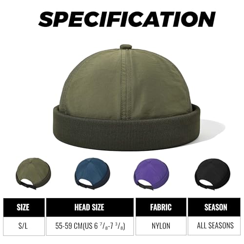 Clakllie Quick Dry Brimless Docker Cap for Men Summer Beanie Sailor Skullcap Lightweight Waterproof Adjustable No Brim Hat - color: Cdus-wbbh2401-purple