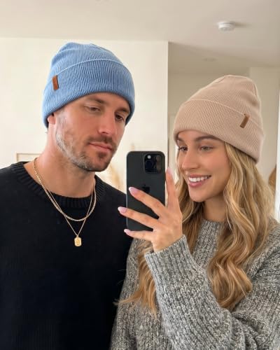 Beanie for Men Women, Winter Double Layer Warm Hat Skull Cap - color: Blue