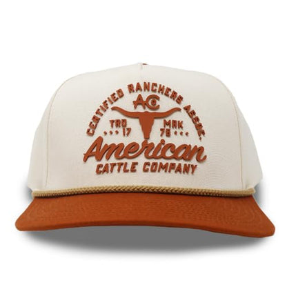 Certified Ranchers Association Adjustable Snapback Hat - color: Khaki/Burnt Orange