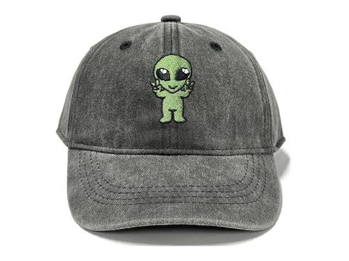 Adjustable Embroidery Animal Baseball Hat for Kid Toddler Child - color: Alien (Washed Black)