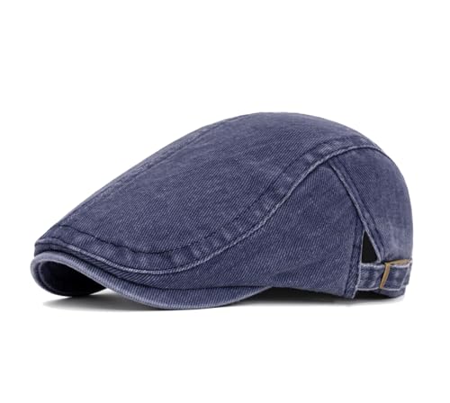 QHFHULV Newsboy Cap for Men Cotton Flat Gatsby Ivy Golf Cabbie Driving Hat - color: Classic Navy