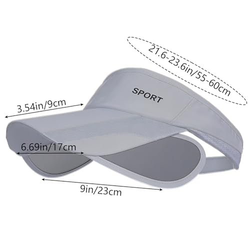 Marrywindix Sport Wear Athletic Visor Sun Sports Visor Hat Adjustable Cap with Retractable Brim for Women and Men - color: Grey