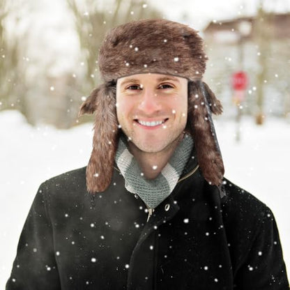 SATINIOR 1 Pcs Unisex Trapper Hat with Chin Strap Earflaps Hat - color: Grey