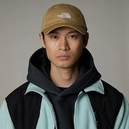The North Face Norm Baseball Hat | Shallow Fit Ball Cap with Embroidered Logo, Adjustable Strap Closure & Silver Buckle - color: Khaki Stone