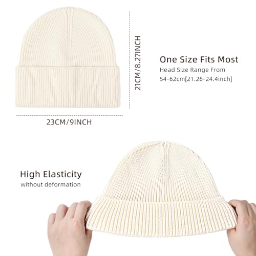 Beanie for Men Women Cuffed Thick Knitted Skull Cap Unisex Winter Hat - color: Milk White