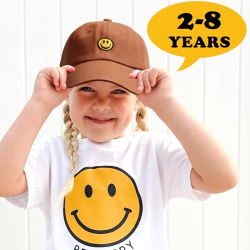 SONMONY Toddler Hat Smile Face Kids Baseball Cap Adjustable Cute Hat 3-12Y - color: Brick Red