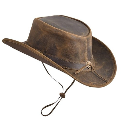 Leather Cowboy hat for Men & Women Durable Handcrafted Lightweight Shapeable Western Hats for Men - size: X-Large