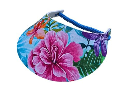 Women's Flower Design Lightweight Packable Foam Visor for Sun Protection & Outdoor Activities - color: Tropical 13