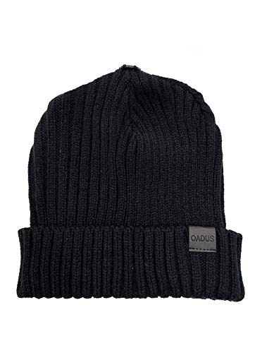 Women's Slouchy Winter Beanie Hat with Removable Faux Fur Pom - color: Black/Berry Pom