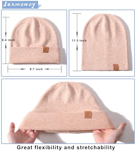 jaxmonoy Slouchy Knit Beanies Winter Hats for Women Men Soft Warm Reversible Slouch Cuffed Skull Knitted Beanie Cap - color: Mixed Pink