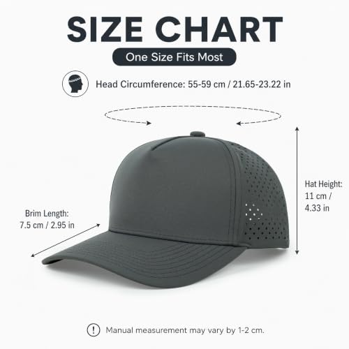 Quick Dry Baseball Cap Waterproof Snapback Trucker Golf Hat for Men Women - color: Dark Gray