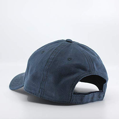 Heavy Washed Coated Canvas Wax-Look Adjustable Low Profile Men Women Baseball Cap - color: Unstructured Navy