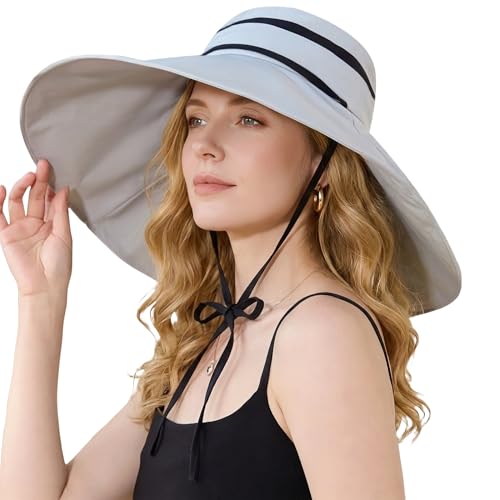 Women Wide Brim Sun Protection Hat Summer Fishing Hats - color: Gray