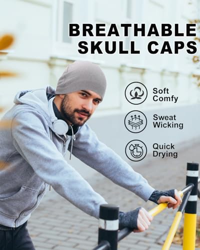 WRELS Winter hat Running Skull Cap Breathable Helmet Liner Cycling Beanie Sweat Wicking Hockey Head Caps for Men Women - color: Grey*1
