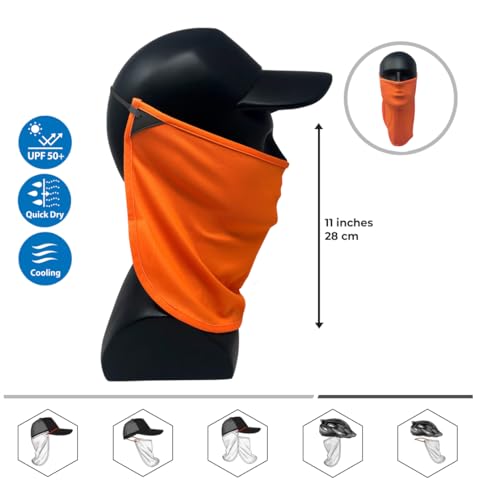 CoolNES - UV Sun Protection Neck Drape Adjustable Multifunctional 2 in 1 Face Covering for Outdoor Fishing - Unisex - color: Coolnes-orange