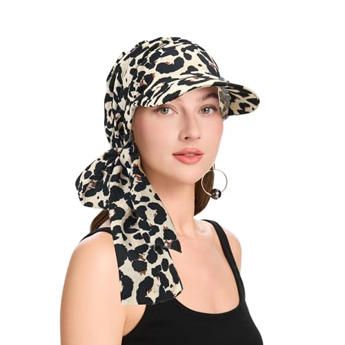 ZLYC Chemo Headwear for Women Brim Visor Head Scarf Pre Tied Headwraps Lightweight Skull Cap - color: Bound Leopard Print