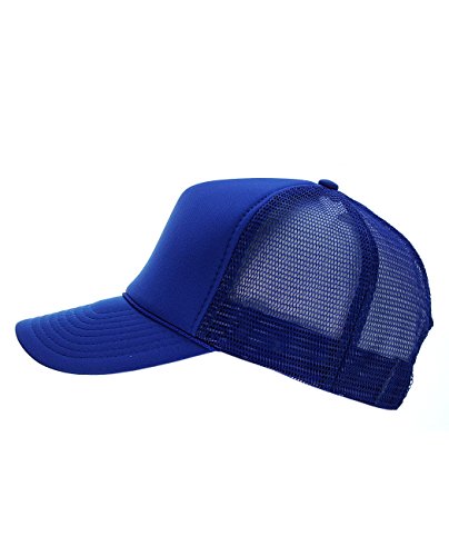 NYFASHION101 Plain Mesh Trucker Hat - Breathable 6-Panel Daily Snapback Cap, Customizable Ideal for DIY Embroidery & Patches - color: Royal