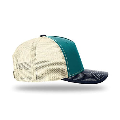 Richardson 112FP & 112PFP Classic Fit Five-Panel Snapback Trucker Cap |OSFM - color: Blue Teal/Birch/Navy