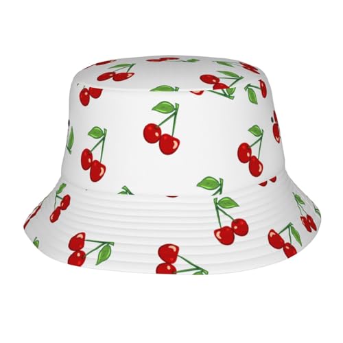 Bucket Hat for Men Women Funny Hat Unisex Foldable Summer Travel Beach Hat - color: Cherry Bucket Hats