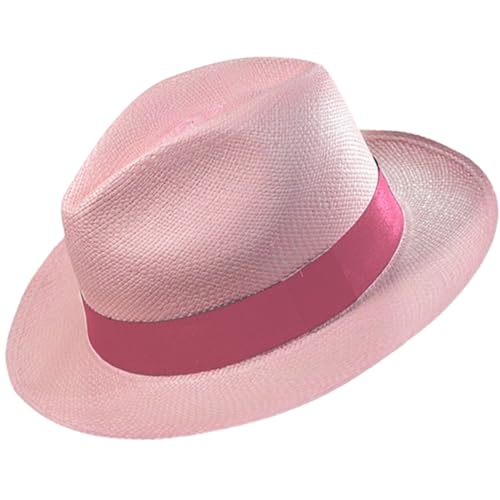 Gamboa Panama Hat for Men and Women - Straw Fedora - color: Pink, size: Medium
