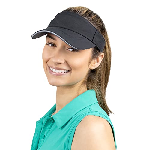 TrailHeads Women's Performance Sun Visor Hat for Running, Golf & Sports - color: Black