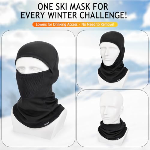 HASAGEI Ski Mask,Balaclava Face Mask for Men&Women,Winter Windproof and Warm,UV Protection Mask,Motorcycle Snowboard&Riding - color: Black*2