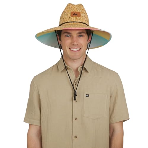 Quiksilver Men's Wide Brim Outdoor Lifeguard Straw Sun Hat - color: Papaya, size: Large-X-Large